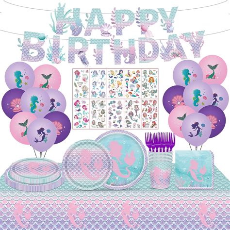 Amazon Poqirzan 108PCS Mermaid Birthday Party Decorations Mermaid