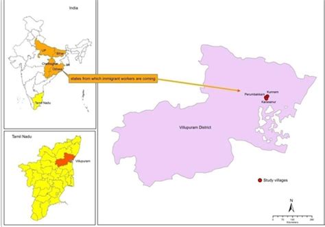 Map showing study area in Villupuram district of Tamil Nadu state 2.2 ...