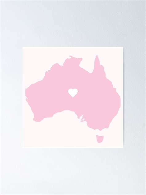 Soft Pink Aesthetic Map Of Australia I Love Australia Poster By