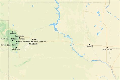 South Dakota Attractions Map