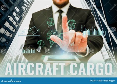 Hand Writing Sign Aircraft Cargo Word Written On Freight Carrier