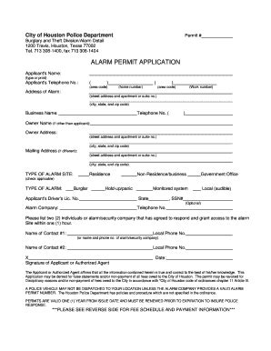 Fillable Online Alarm Permit Application Mesa Alarm Systems Fax Email