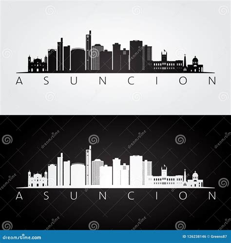 Asuncion Skyline And Landmarks Silhouette Vector Illustration ...