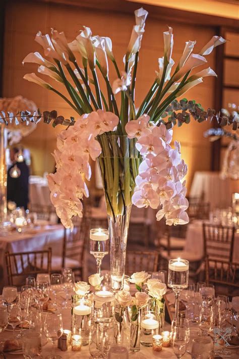 Elegant Calla Lily Orchid And Eucalyptus Wedding Centerpiece Flores