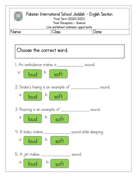 Science Live Worksheet Sources Of Sound Activity Live Worksheets