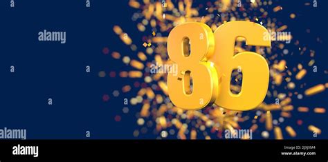 Gold Number 86 In The Foreground With Gold Confetti Falling And