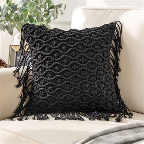 Phantoscope 100 Cotton Handmade Crochet Woven Boho With Tassels Series Decorative Throw Pillow