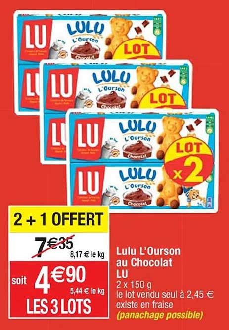 Offre Lulu L Ourson Au Chocolat Lu Chez Cora