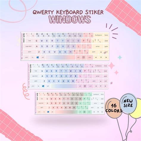 Qwerty Keyboard Sticker for Windows Aesthetic Palette Color Vinyl ...