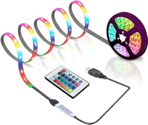 Aconde 6 56 Feet Usb Led Strip Lights Diy Indoor Decoration Tv Backlight 24 Keys