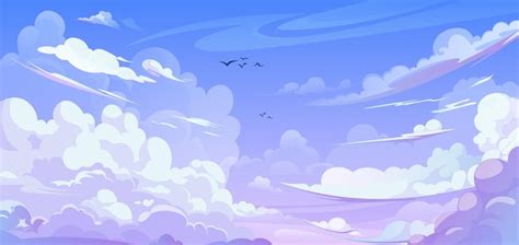 Free Vector | Anime style sky background with clouds Vector cartoon ...