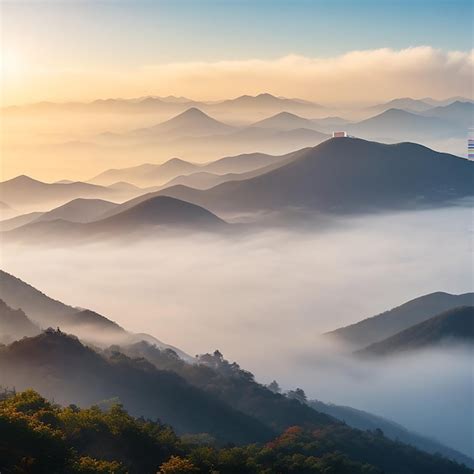 Premium Ai Image Seoraksan Mountains Is Covered By Morning Fog