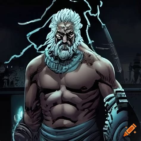 Zeus Depicted In A Dark Science Fiction Comic Style On Craiyon