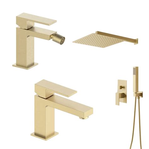 Set Miscelatore Lavabo Bidet E Incasso Doccia Con Deviatore Oro