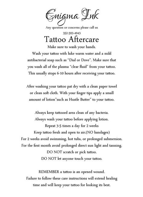 Professional Tattoo Aftercare Instructions