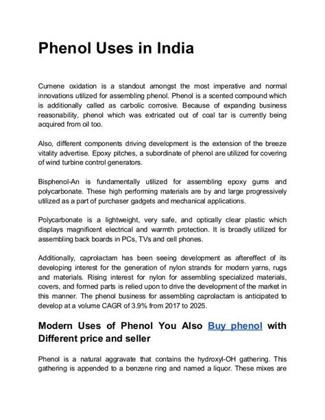 Buy Phenol - Phenol Uses in India