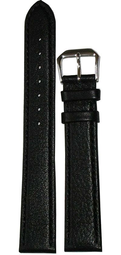 Black calfskin extra long leather watch strap - StrapFactory