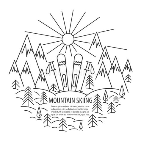 Mountains Skiing Line Icon Stock Vector Illustration Of Adventure