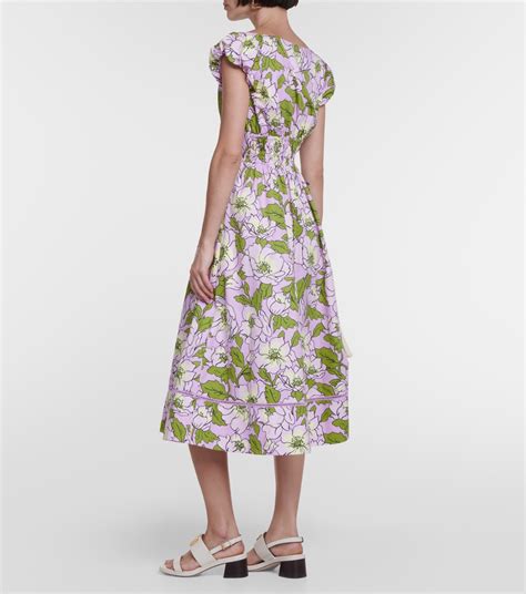 Floral Cotton Poplin Midi Dress In Multicoloured Tory Burch Mytheresa