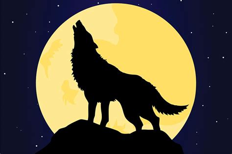 Wolf Howling At The Moon Clipart Wolf Moon Howling Vector Lone