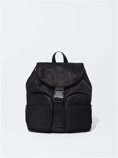 Mochila De Nylon Negro Parfois