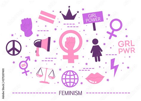 Feminism concept. Idea of gender equality and female movement Stock Vector | Adobe Stock