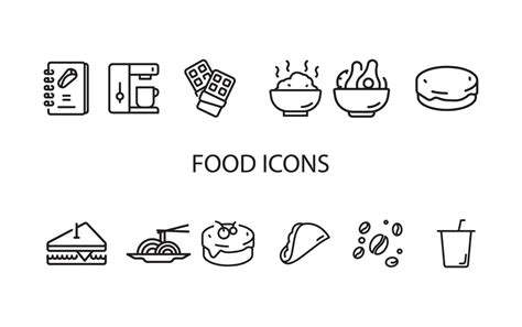 Food Icons Design Illustration Set Cooking And Fast Food Icon