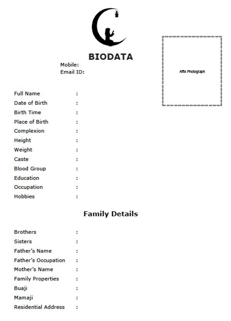 Muslim Girl Marriage Biodata Formats In Word And Pdf