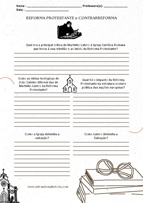 Atividade Sobre Reforma E Contrarreforma Para O 7 Ano