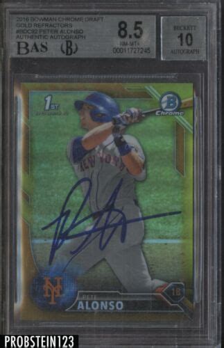 Bowman Chrome Draft Gold Refractor Pete Alonso Rc Bgs W