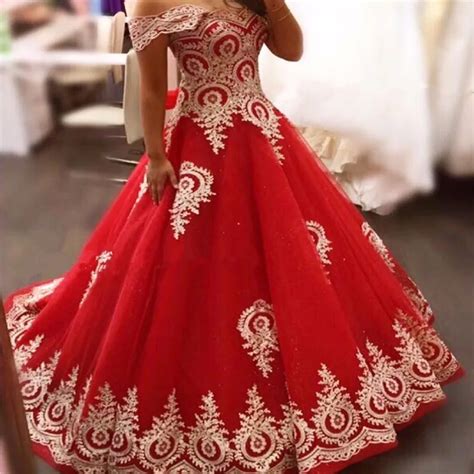 Fa75 Hot Red And Gold Wedding Dresses For Sale Pictures Ball Gown V ...