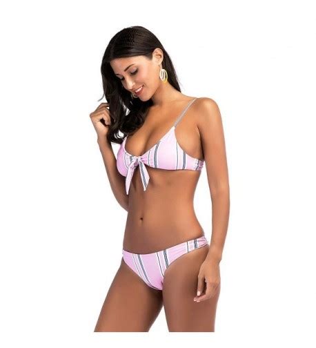 Sexy Women Push Up Padded Bra Bandage Bikini Set Hit Color Striped