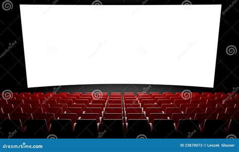 Cinema Screen With Red Curtains And Seats Royalty Free Stock Image