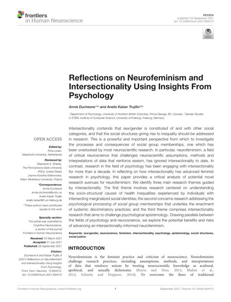 Pdf Reflections On Neurofeminism And Intersectionality Using Insights