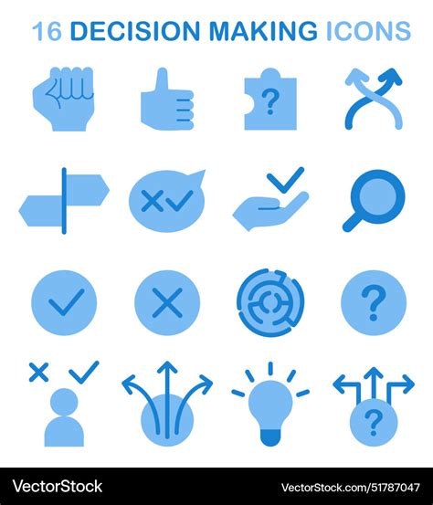 Decision Making Icons Set Strategic Thinking Vector Image