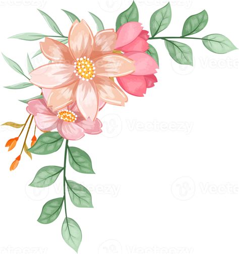 Orange Flower Arrangement With Watercolor Style Png