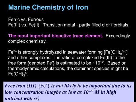 PPT - Marine Chemistry of Iron Ferric vs. Ferrous PowerPoint ...