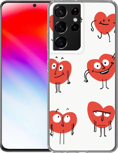 Samsung Galaxy S21 Ultra Hoesje Een Illustratie Van Negen Hartjes Met Emoties