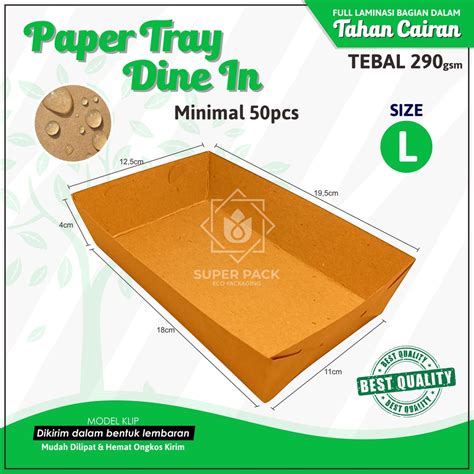 Jual Paper Tray Dine In Size L Kraft 290gsm Piring Nampan Kertas Alas