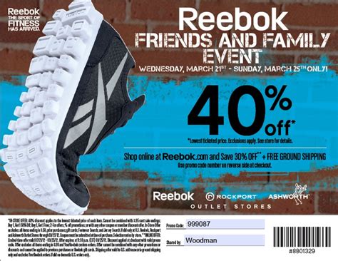 the reebok friends and family event is up to 40 % off with this coupon