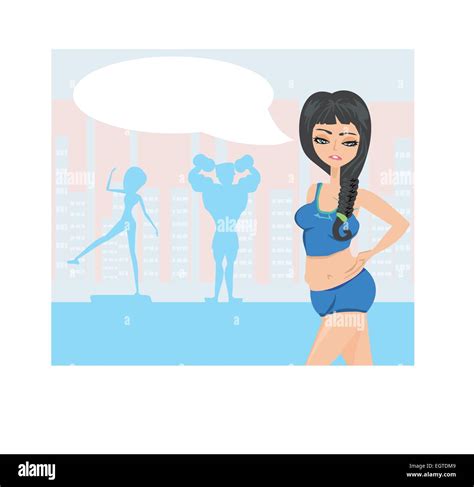 Fat Woman Gym Cartoon Illustration Banque Dimages Vectorielles Page