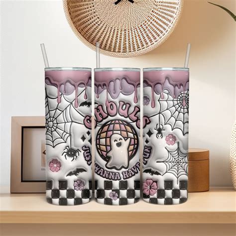 Ghouls Just Wanna Have Fun Tumbler Wrap Retro Pink Halloween Tumbler