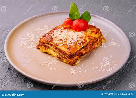 Traditional Lasagna With Bolognese Sauce Topped Stock Image Image Of Delicious Dish 268742823