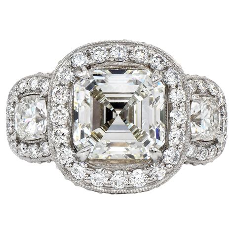 5 49ct Cushion Cut Diamond Engagement Ring Emerald Halo Antique Cushion Cut For Sale At 1stdibs