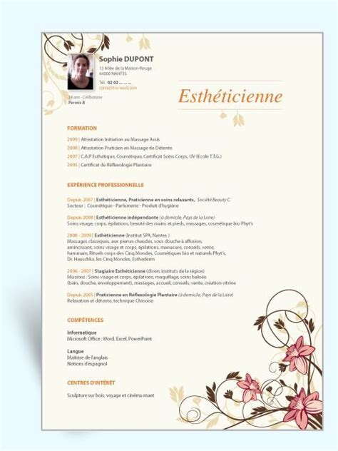 A Professional Resume With Flowers On It