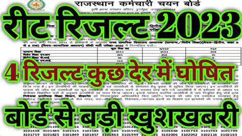 Reet Result 2023 Reet Level 2 Result 2023 Reet Hindi Result 2023 Reet