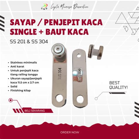 Jual Plat Kupingan Kaca Ss Sayap Single Tiang Railing Tangga