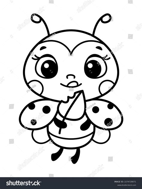 Cute Ladybug Coloring Page Cartoon Vector Stock Vector (Royalty Free