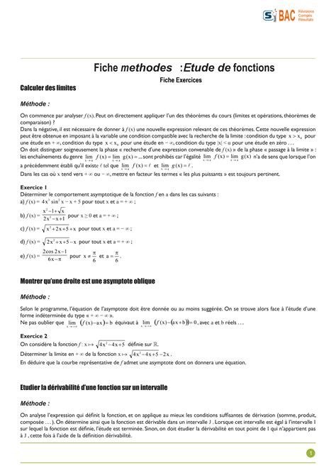 Solution Etude Des Fonctions Fiche Methode Studypool