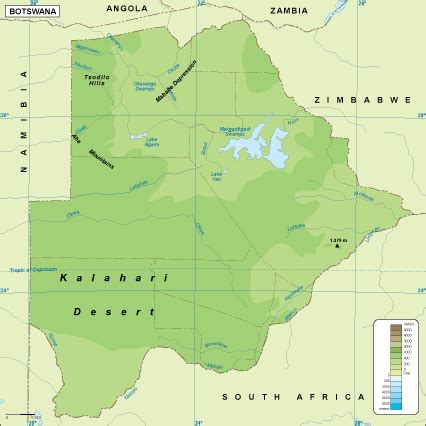 Botswana Physical Map EPS Illustrator Map Digital Maps Netmaps UK